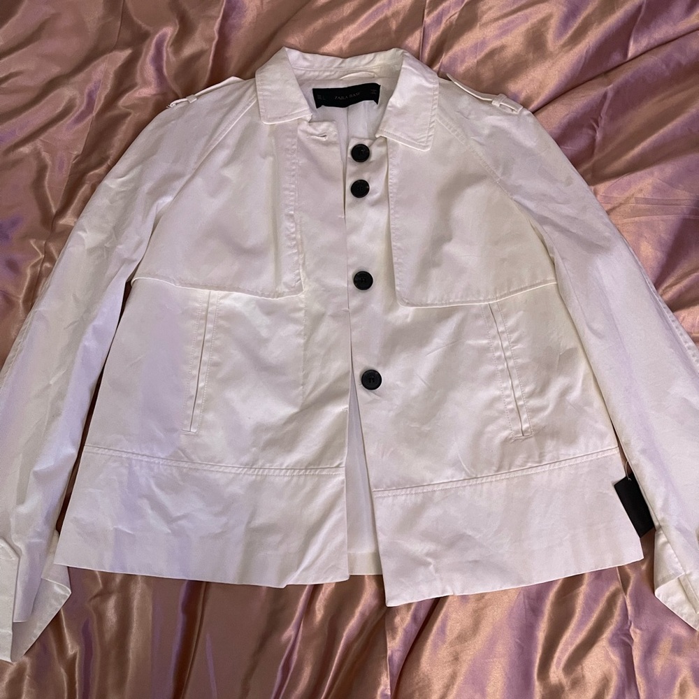 Zara Basic Parka Jacket - White, Size Large